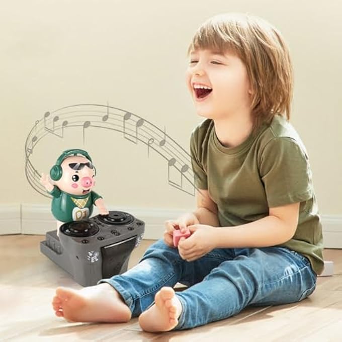 rayihni PORTABLE CHILDREN'S TOY ELECTRIC TOYS CHILDREN CORDLESS PLASTIC PIG DJ PLUSH MUSICAL CHILDREN'S TOY INTERESTING PIG SHAPE PORTABLE 15 X 13 X 10.5 CM - Image 4